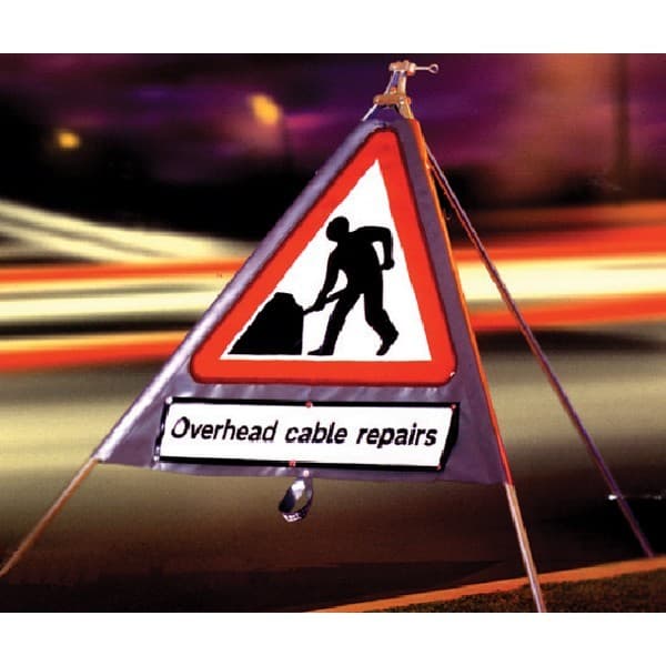 Road Works Fold-Up Road Sign with Space for Supplementary Text