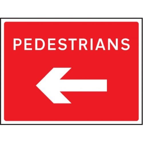 Pedestrians with Reversible Arrow Fold-Up Road Sign | 600mm x 450mm | Reflective PVC