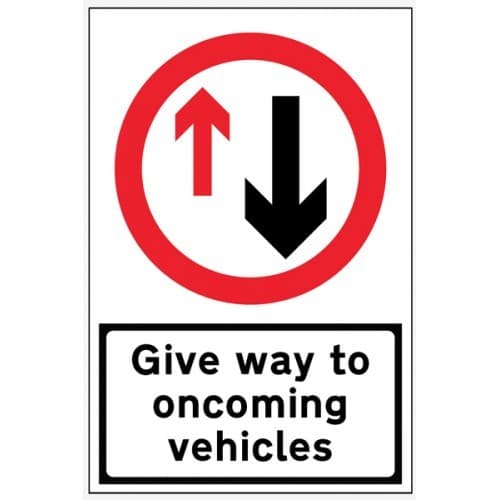 Give Way To Oncoming Vehicles Fold-Up Road Sign | 900mm x 600mm | Reflective PVC