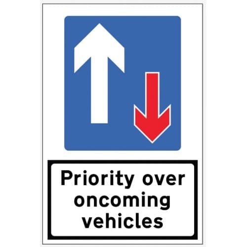 Priority Over Oncoming Vehicles Fold-Up Road Sign | 900mm x 600mm | Reflective PVC