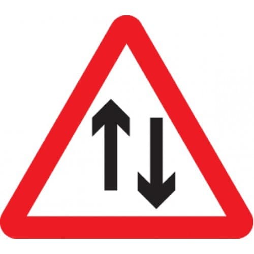 Two Way Traffic Reflective Traffic Signs | 600mm Triangle | 3mm Aluminium Composite (Class RA1)