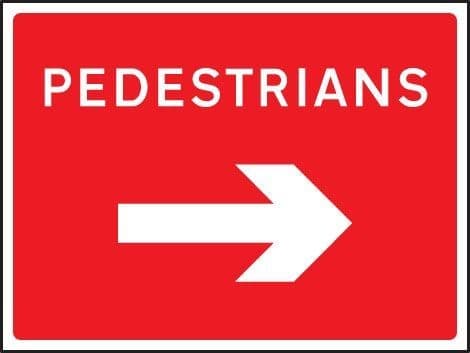Pedestrians Arrow Right Reflective (Class RA1) Temporary Road Traffic Signs