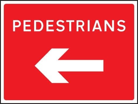 Pedestrians Arrow Left Reflective (Class RA1) Temporary Road Traffic Signs