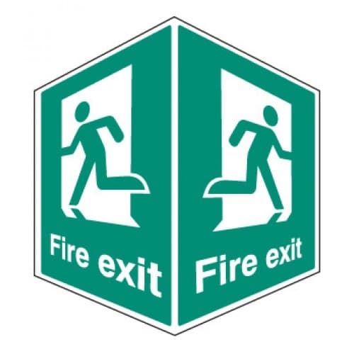 Fire Exit With Running Man Projecting Signs