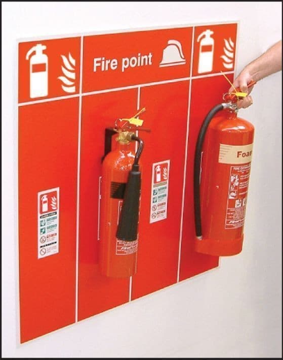 Double Fire Extinguisher Location Board | 900mm x 900mm | Foam PVC