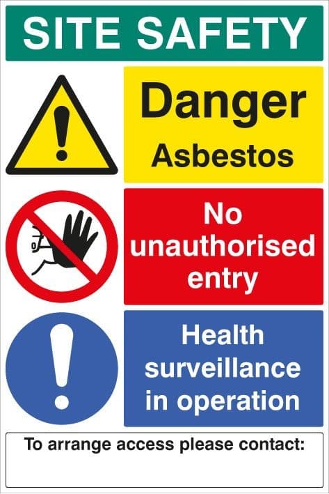 Site Safety Board - Danger Asbestos (Add your details) | 600mm x 900mm | Foam PVC