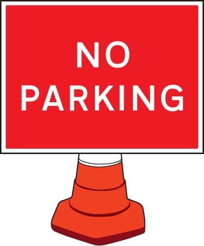 No Parking Cone Sign | 600mm x 450mm | Reflective Polypropylene
