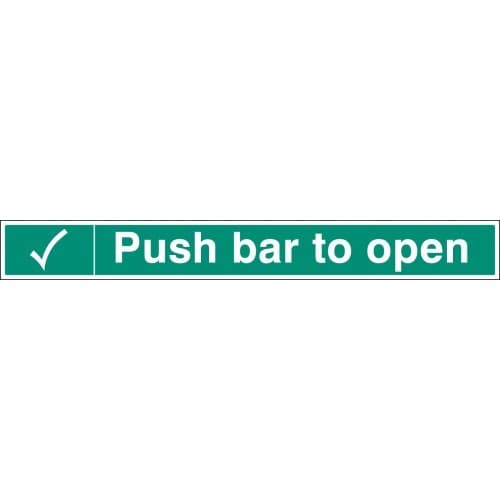 Push Bar To Open with Tick Sign | 600mm x 75mm | Self Adhesive Vinyl