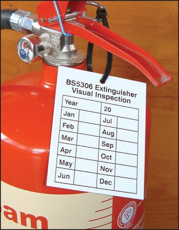 Fire Extinguisher Visual Inspection Tags - Pack of 10 | 50mm x 80mm | Matt PVC