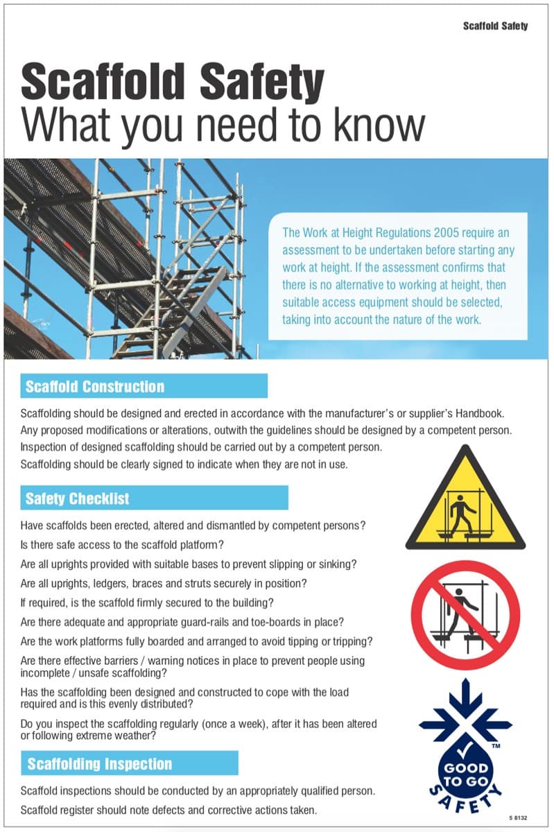Scaffold Safety Poster | 400mm x 600mm | Rigid Plastic