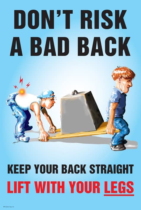 Don't Risk a Bad Back Poster | 510mm x 760mm | Synthetic Paper