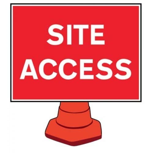 Site Access Cone Sign | 600mm x 450mm | Reflective Polypropylene