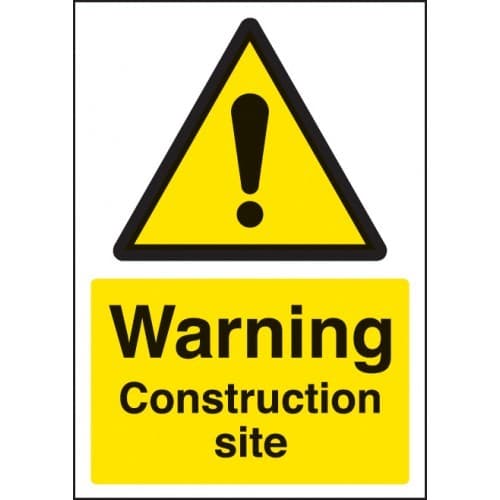 Warning Construction Site Safety Signs (A4)