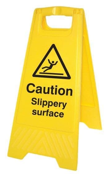 Caution Slippery Surface Plastic 'A' Board Floor Standing Sign | 300mm x 600mm | Polypropylene