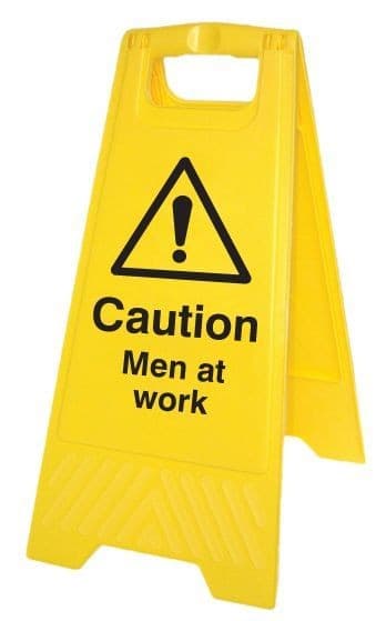 Caution Men at Work Plastic 'A' Board Floor Standing Sign | 300mm x 600mm | Polypropylene