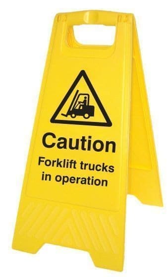 Caution Forklift Trucks in Operation Plastic 'A' Board Floor Standing Sign | 300mm x 600mm | Polypropylene