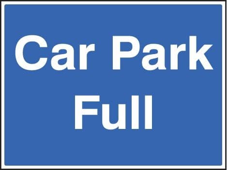 Car Park Full Signs c/w Metal Sign Frame & Clips | 600mm x 450mm | Rigid Plastic