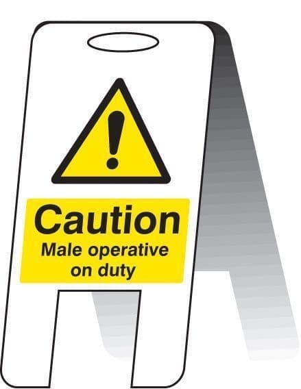 Caution Male Operative on Duty Plastic 'A' Board Free Standing Sign | 300mm x 600mm | Fluted Polypropylene