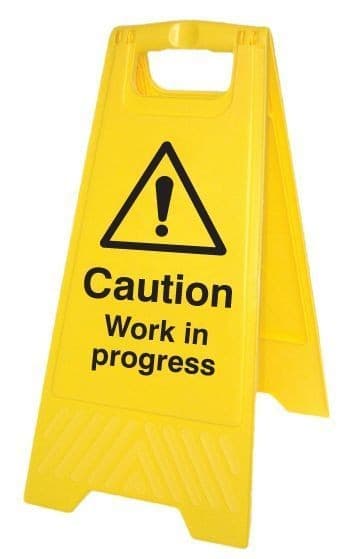 Caution Work in Progress Plastic 'A' Board Floor Standing Sign | 300mm x 600mm | Polypropylene