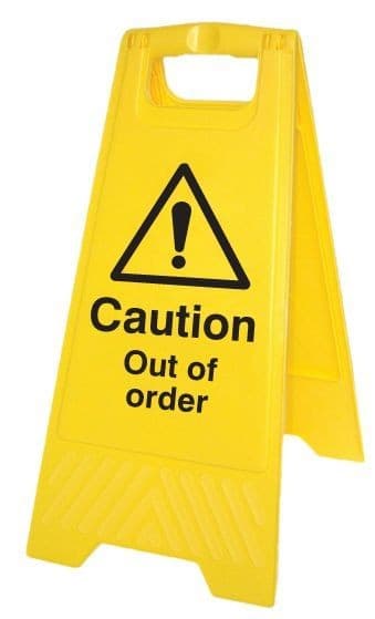 Caution Out of Order Plastic 'A' Board Floor Standing Sign | 300mm x 600mm | Polypropylene