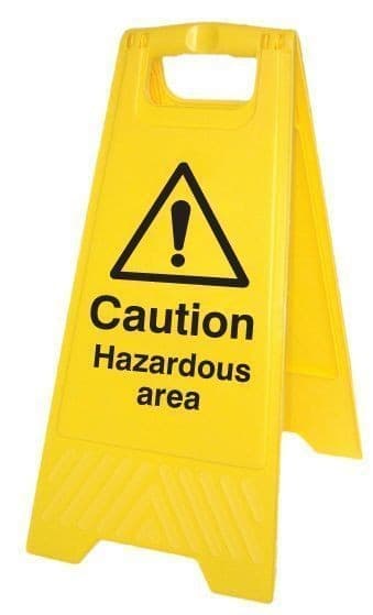 Caution Hazardous Area Plastic 'A' Board Floor Standing Sign | 300mm x 600mm | Polypropylene
