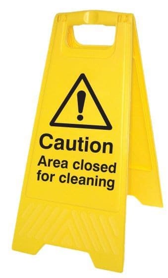 Caution Area Closed for Cleaning Plastic 'A' Board Floor Standing Sign | 300mm x 600mm | Polypropylene