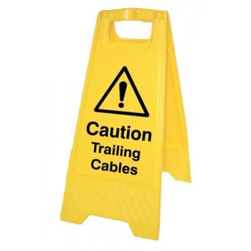 Caution Trailing Cables Plastic 'A' Board Floor Standing Sign | 300mm x 600mm | Polypropylene