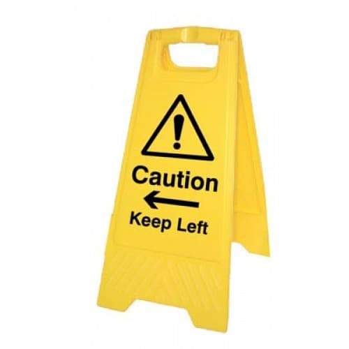 Caution Keep Left/Right Plastic 'A' Board Floor Standing Sign | 300mm x 600mm | Polypropylene