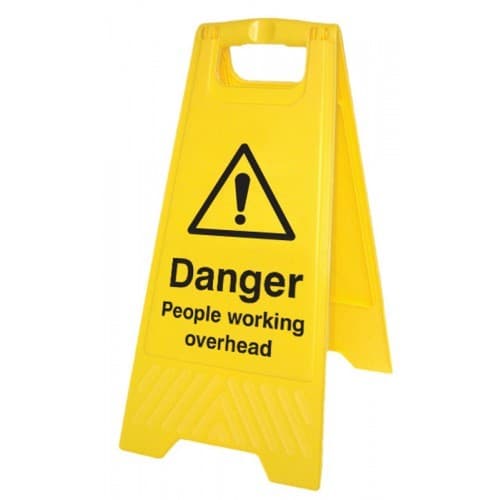 Danger People Working Overhead Plastic 'A' Board Floor Standing Sign | 300mm x 600mm | Polypropylene