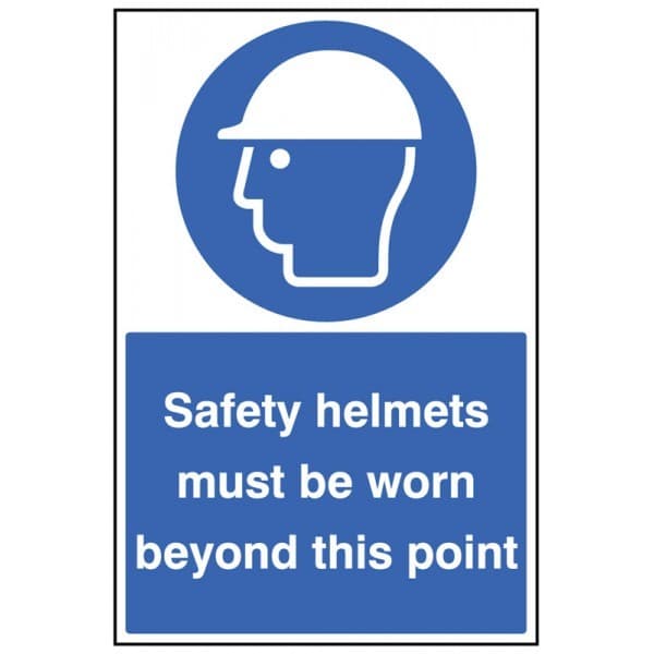 Safety Helmets Must Be Worn Beyond This Point Floor Graphic | 400mm x 600mm | Polycarbonate