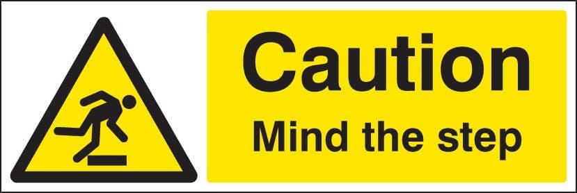 Caution Mind The Step Floor Graphic | 300mm x 100mm | Polycarbonate