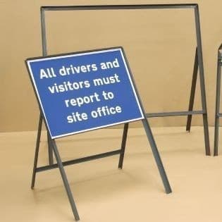 Caution Icy Conditions Please Drive Carefully Signs c/w Metal Sign Frame & Clips | 600mm x 450mm | Rigid Plastic