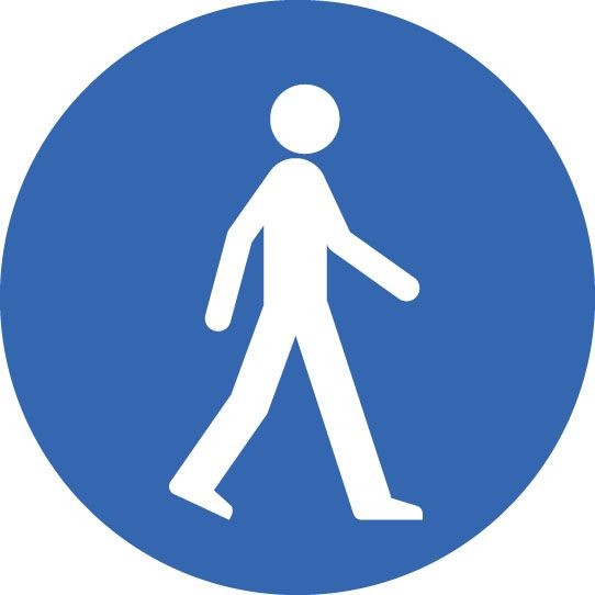 Pedestrian Symbol Floor Graphic Safety Sign | 400mm Diameter | Polycarboante