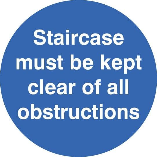 Staircase Must Be Kept Clear Floor Graphic Safety Sign | 400mm Diameter | Polycarbonate