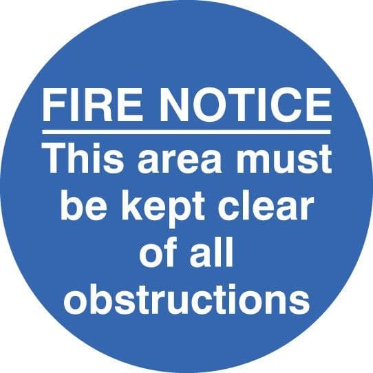 Fire Notice - This Area Must Be Kept Clear of Obstructions Floor Graphic Safety Sign | 400mm Diameter | Polycarbonate