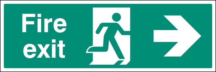 Fire Exit Arrow Right Floor Graphic Signs | 600mm x 200mm | Polycarbonate