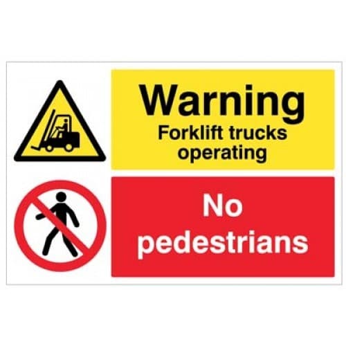Warning Forklift Trucks Operating - No Pedestrians Floor Graphic | 600mm x 400mm | Polycarbonate