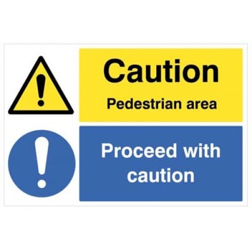 Caution Pedestrian Area - Proceed With Caution Floor Graphic | 600mm x 400mm | Polycarbonate