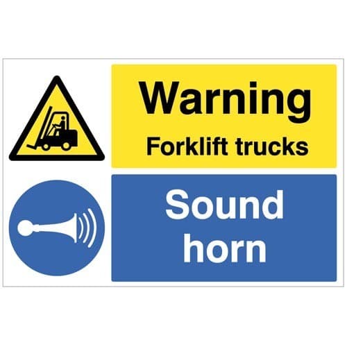 Warning Forklift Trucks - Sound Horn Floor Graphic | 600mm x 400mm | Polycarbonate