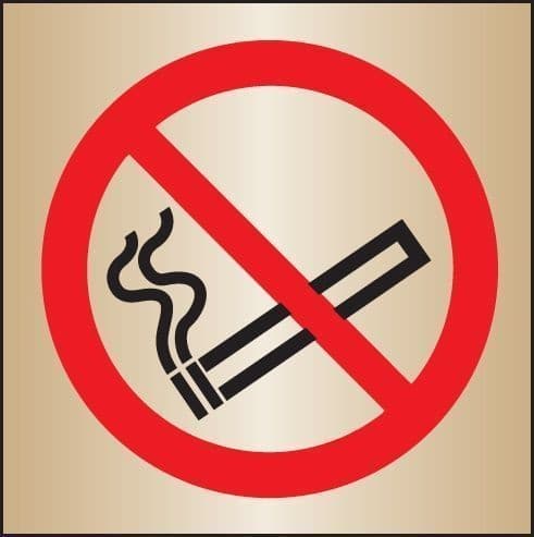 No Smoking Symbol | 140mm x 140mm | Polished Brass (Prestige)