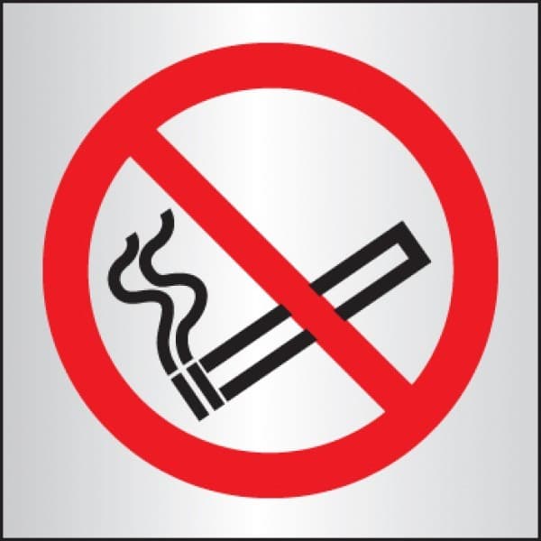 No Smoking Symbol | 140mm x 140mm | Brushed Aluminium (Prestige)