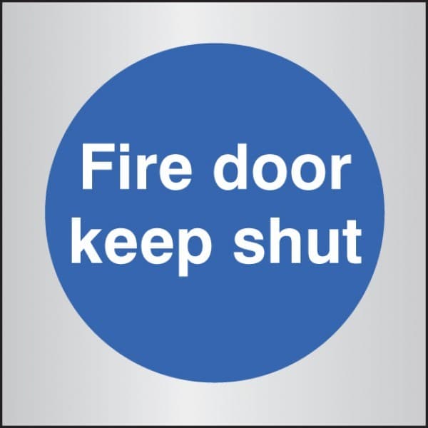 Fire Door Keep Shut Sign | 70mm x 70mm | Brushed Aluminium (Prestige)