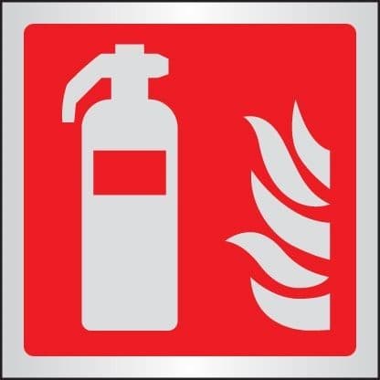 Fire Extinguisher Symbol Sign | 175mm x 175mm | Brushed Aluminium (Prestige)