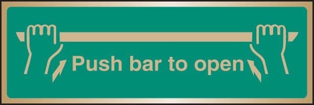 Push Bar To Open Sign | 300mm x 100mm | Polished Brass (Prestige)