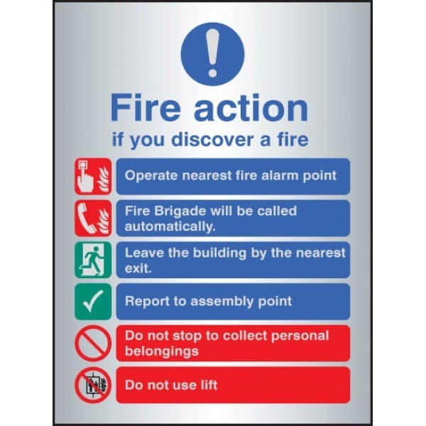 Fire Action Notice - Fire Brigade will be Called Automatically, Do Not Use Lift