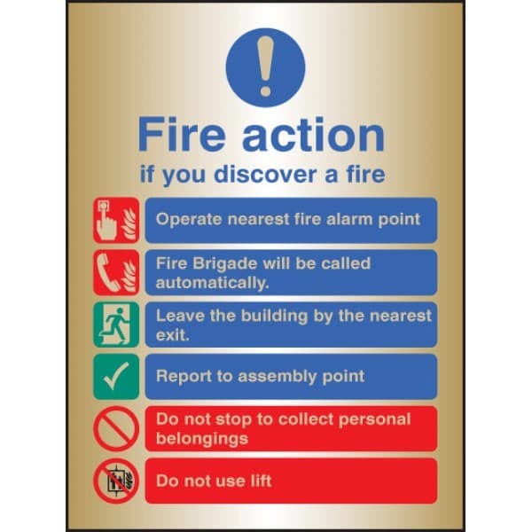 Fire Action Notice - Fire Brigade will be Called Automatically, Do Not Use Lift