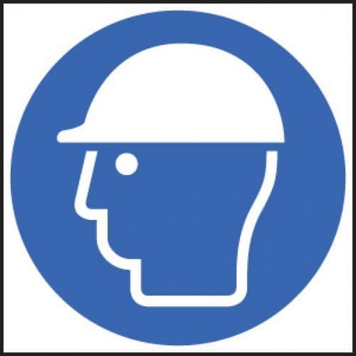 Safety Helmets Symbol - Roll of 100 Labels | 50mm x 50mm | Self Adhesive Vinyl