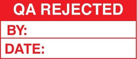 QA Rejected - Quality Control Labels (Roll of 100) | 50mm x 20mm | Self Adhesive