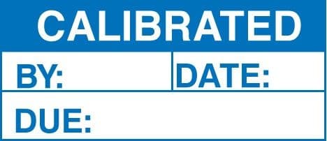 Calibrated - Quality Control Labels (Blue/White) - Roll of 100 | 50mm x 20mm | Self Adhesive
