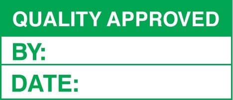 Quality Approved - Quality Control Labels (Roll of 100) | 50mm x 20mm | Self Adhesive